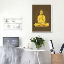 Quadro Buda Meditando 43x30 Caixa Branco