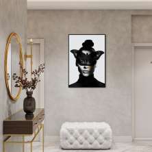 Quadro Butterfly Woman Tinta 100x70 Filete Preto