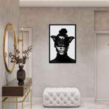 Quadro Butterfly Woman Tinta 60x43 Caixa Preto