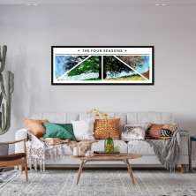 Quadro Árvore As quatro estações 100x36 Caixa Preto