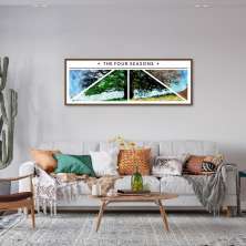 Quadro Árvore As quatro estações 60x21 Caixa Marrom