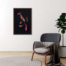Quadro Carpas Coloridas 100x70 Caixa Marrom