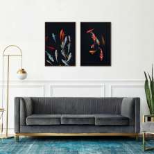 Quadro Carpas Coloridas 142x100 2-100x70 Filete Marrom