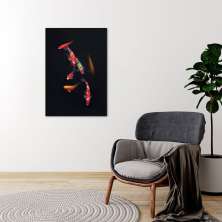 Quadro Carpas Coloridas 60x43 Filete Marrom