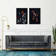 Quadro Carpas Coloridas 88x60 2-60x43 Caixa Preto