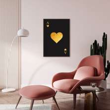 Quadro Carta As de Copas Gold 43x30 Filete Marrom