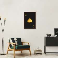 Quadro Carta As de Espadas Gold 43x30 Caixa Marrom