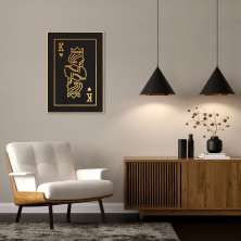 Quadro Carta K Rei Gold 100x70 Filete Marfim