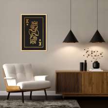 Quadro Carta K Rei Gold 43x30 Caixa Marfim