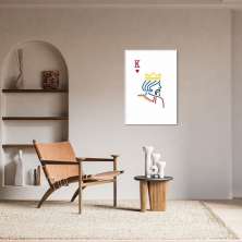 Quadro Carta K Rei Minimalista 43x30 Filete Branco
