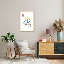 Quadro Carta Q Rainha Minimalista 100x70 Caixa Marfim