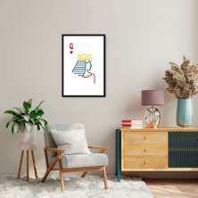 Quadro Carta Q Rainha Minimalista 100x70 Caixa Preto