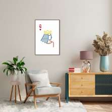 Quadro Carta Q Rainha Minimalista 100x70 Filete Marrom