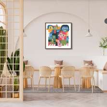 Quadro Cartoon Picasso Funny Head Two 60x60 Caixa Marrom