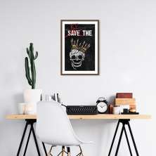 Quadro Caveira Frase Be the King 100x70 Caixa Marrom