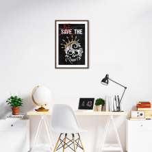 Quadro Caveira Frase Be the Queen 43x30 Caixa Marrom
