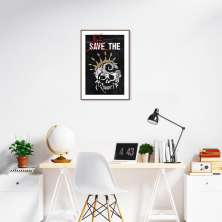 Quadro Caveira Frase Be the Queen 43x30 Filete Marrom