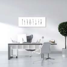 Quadro Coisas de Dentista Drawn Art 5 60x21 Filete Branco