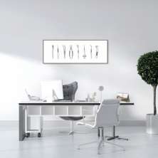 Quadro Coisas de Dentista Drawn Art 5 60x21 Filete Marrom