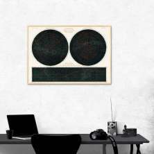 Quadro Constelações 2 Hemisferios 1877 100x70 Filete Marfim
