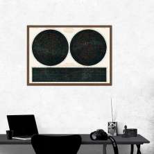 Quadro Constelações 2 Hemisferios 1877 60x43 Caixa Marrom