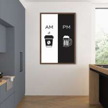 Quadro Cozinha AM PM - Café e Cerveja 86x60 Caixa Marrom