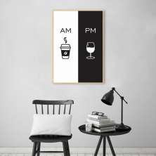 Quadro Cozinha AM PM - Café e Vinho 100x70 Filete Marfim