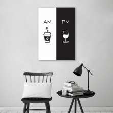 Quadro Cozinha AM PM - Café e Vinho 100x70 Sem Moldura