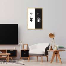 Quadro Cozinha AM PM Chimarrão e Cerveja 43x30 Caixa Marfim