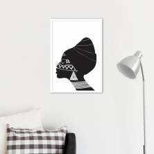 Quadro Cultura Africana Mulher Negra 60x43 Caixa Branco
