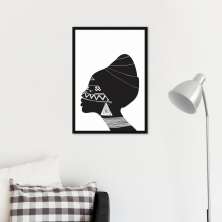 Quadro Cultura Africana Mulher Negra 60x43 Caixa Preto
