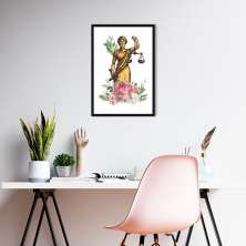 Quadro Deusa da Justiça Themis Flores 100x70 Caixa Preto
