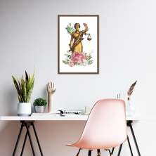 Quadro Deusa da Justiça Themis Flores 86x60 Caixa Marrom
