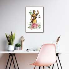 Quadro Deusa da Justiça Themis Flores 86x60 Filete Marrom