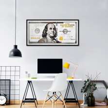 Quadro Dinheiro Nota Dólar 60x30 Caixa Preto
