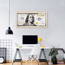 Quadro Dinheiro Nota Dólar 86x43 Caixa Marfim