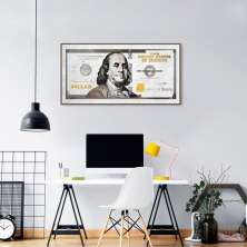 Quadro Dinheiro Nota Dólar 86x43 Filete Marrom