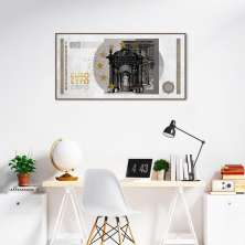 Quadro Dinheiro Nota Euro 86x43 Filete Marrom