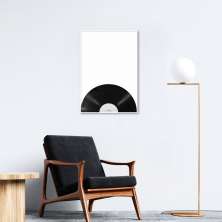 Quadro Disco de Vinil Branca 60x43 Filete Branco