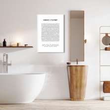 Quadro Divertido Lavabo Caça Palavras 100x70 Filete Branco