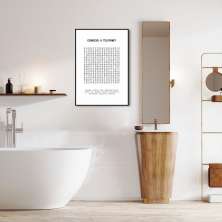 Quadro Divertido Lavabo Caça Palavras 100x70 Filete Preto
