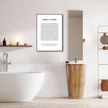Quadro Divertido Lavabo Caça Palavras 86x60 Filete Marrom
