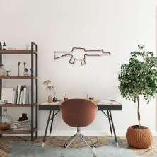 Quadro Escultura Arma M4 150x46 Marrom