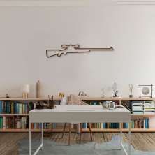 Quadro Escultura Arma Sniper 150x29 Marrom