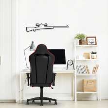 Quadro Escultura Arma Sniper 150x29 Preto