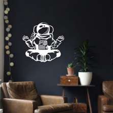 Quadro Escultura Astronauta Meditando 150x141 Branco
