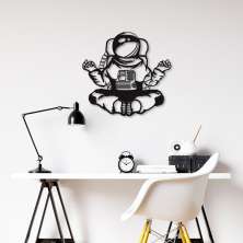 Quadro Escultura Astronauta Meditando 150x141 Preto