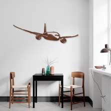 Quadro Escultura Avião Planando 80x24 Marrom