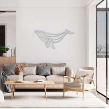 Quadro Escultura Baleia One Line 150x75 Cinza