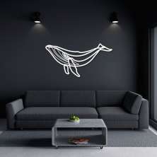 Quadro Escultura Baleia One Line 80x40 Branco